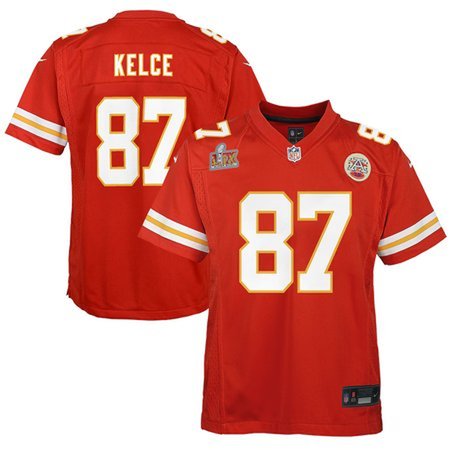 Youth Kansas City Chiefs Travis Kelce Red Super Bowl LIX Game Player Jersey Youth Kansas City Chiefs Travis Kelce Red Super Bowl LIX Game Player Jersey